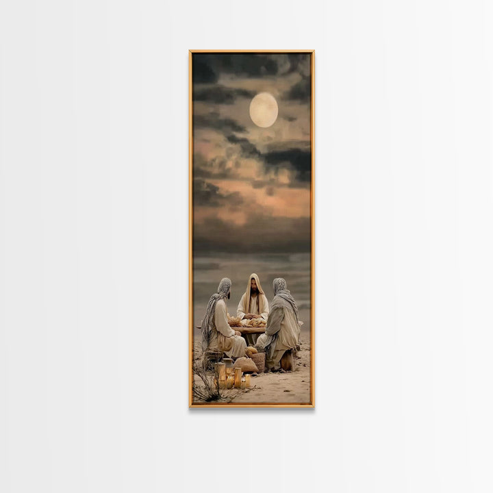 Moonlit Table Grace – Framed Canvas Print – Skinny Art – Christian Art Canvas – Christian Wall Art – Christian Painting – Christian Art