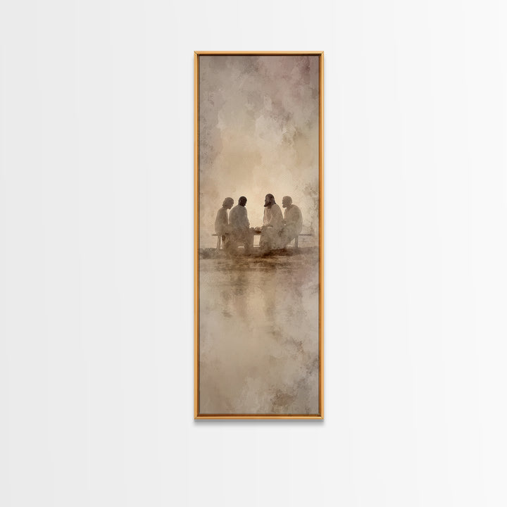 Radiant Table Fellowship – Framed Canvas Print – Tall Narrow Wall Art – Christian Art Canvas – Christian Wall Art – Jesus Painting – Christ