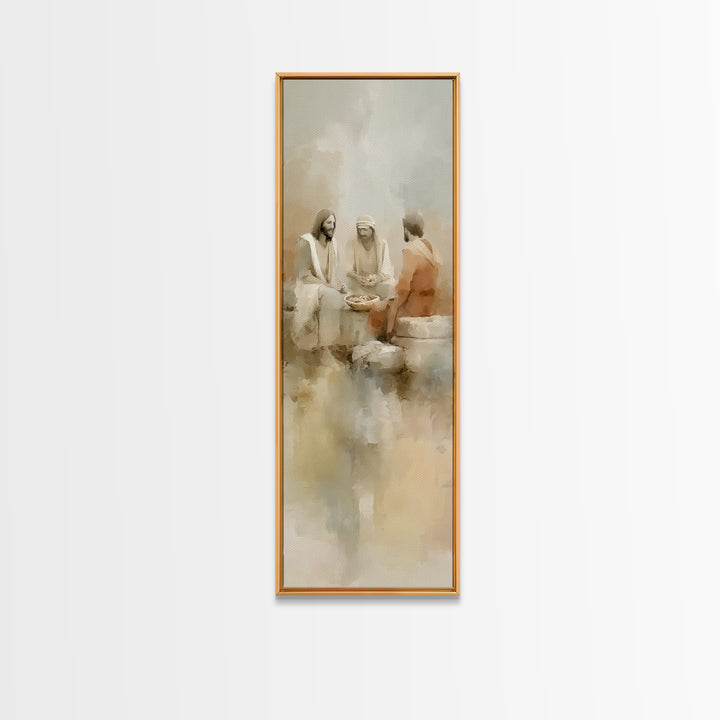 Evening Meal Grace – Framed Canvas Print – Narrow Art – Christian Art Canvas – Christian Wall Art – Jesus Painting – Christian Christmas De