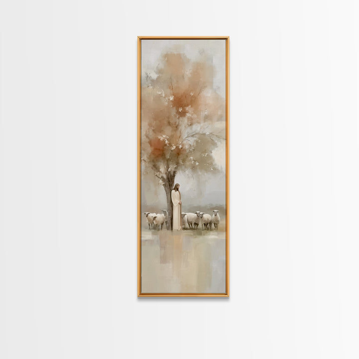 Gentle Orchard Watch – Framed Canvas Print – Skinny Art – Christian Art Canvas – Christian Wall Art – Jesus Painting – Christian Christmas