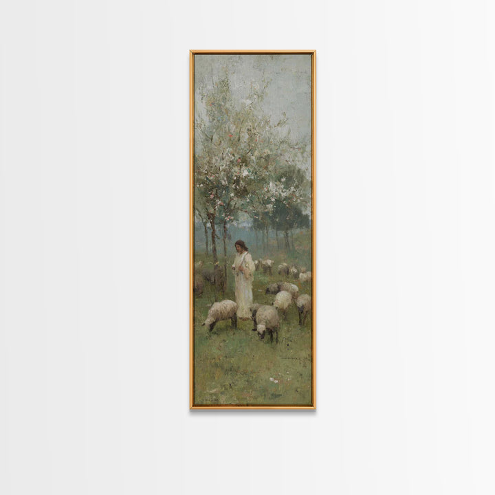 Quiet Meadow Light – Framed Canvas Print – Narrow Art – Christian Art Canvas – Christian Wall Art – Jesus Painting – Christmas Art