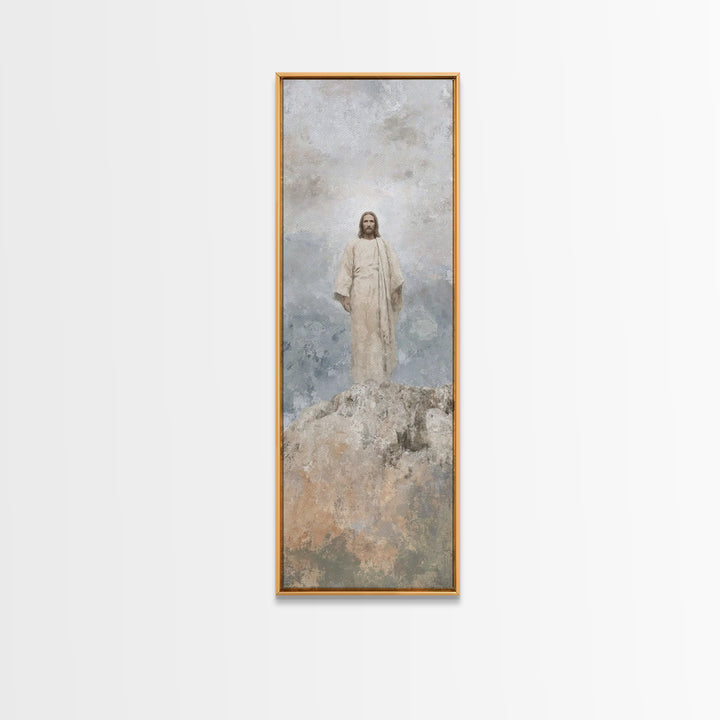Divine Ascent Peace – Framed Canvas Print – Narrow Art – Christian Art Canvas – Jesus Painting – Christian Wall Art – Christian Christmas A