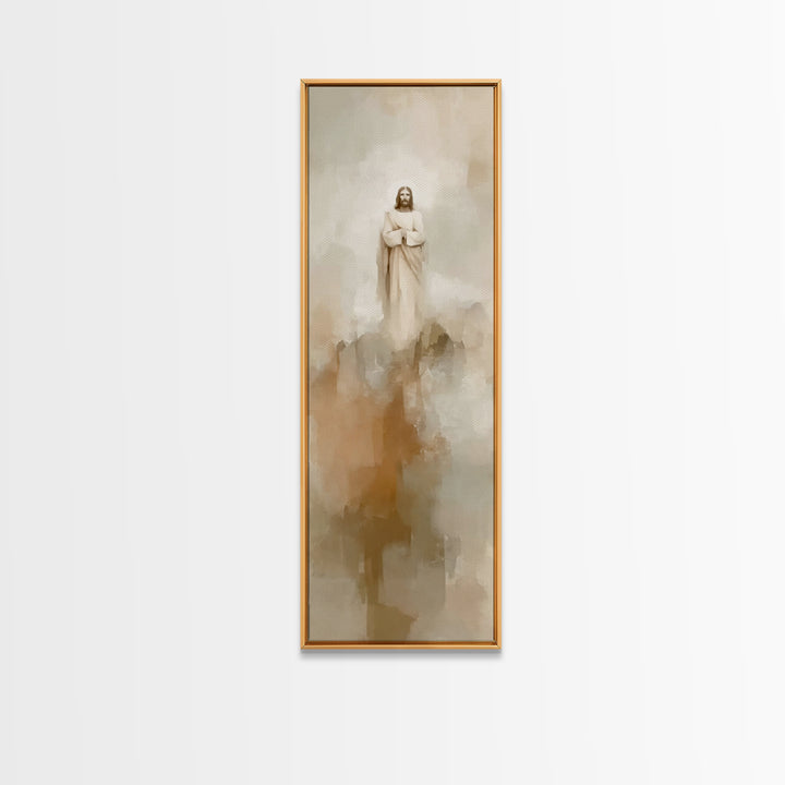 Eternal Mountain Light, Framed Canvas Print, Tall Narrow Wall Art, Jesus Painting, Christian Art Canvas, Christian Wall Art, Christmas Art