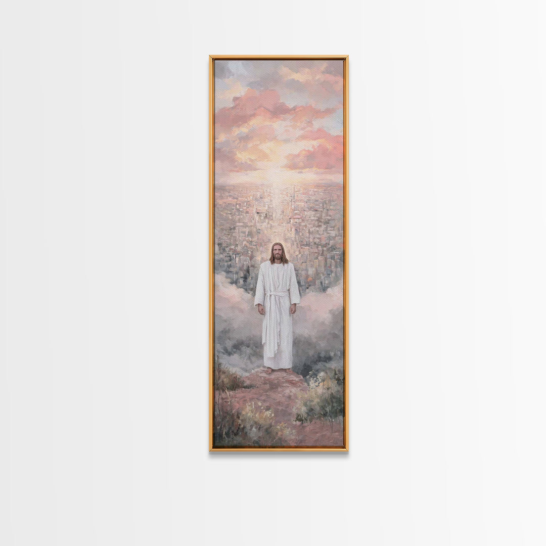 City Of Light – Framed Canvas Print – Tall Narrow Wall Art – Christian Art Canvas – Jesus Painting – Christian Wall Art – Christian Christm