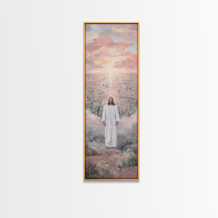 City Of Light – Framed Canvas Print – Tall Narrow Wall Art – Christian Art Canvas – Jesus Painting – Christian Wall Art – Christian Christm