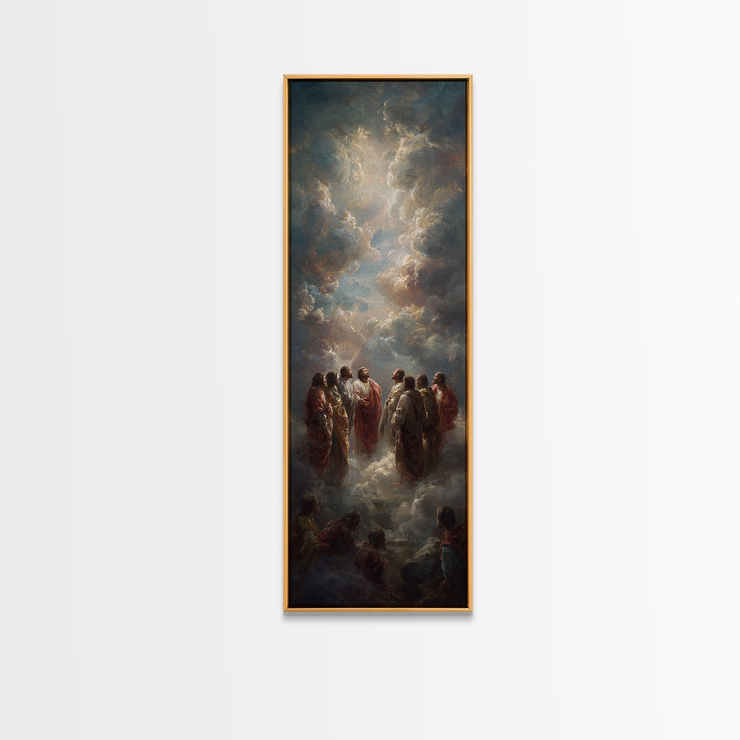 Heavenly Gathering, Framed Canvas Print, Narrow Art, Christian Art Canvas, Christian Wall Art, Jesus Painting, Christian Christmas Art