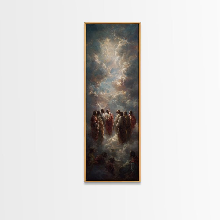 Heavenly Gathering, Framed Canvas Print, Narrow Art, Christian Art Canvas, Christian Wall Art, Jesus Painting, Christian Christmas Art