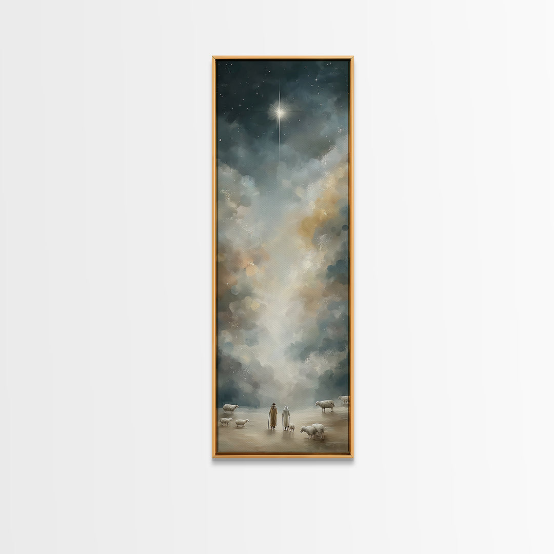 Night Of Wonder, Framed Canvas Print, Skinny Art, Christian Art Canvas, Christian Wall Art, Christmas Art
