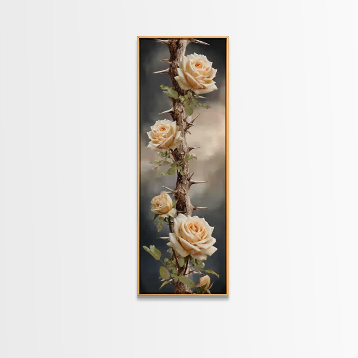 Roses Of Redemption - Framed Canvas Print - Christian Art Canvas - Christian Wall Art - Christian Christmas Art - Christian Gift - Tall Nar