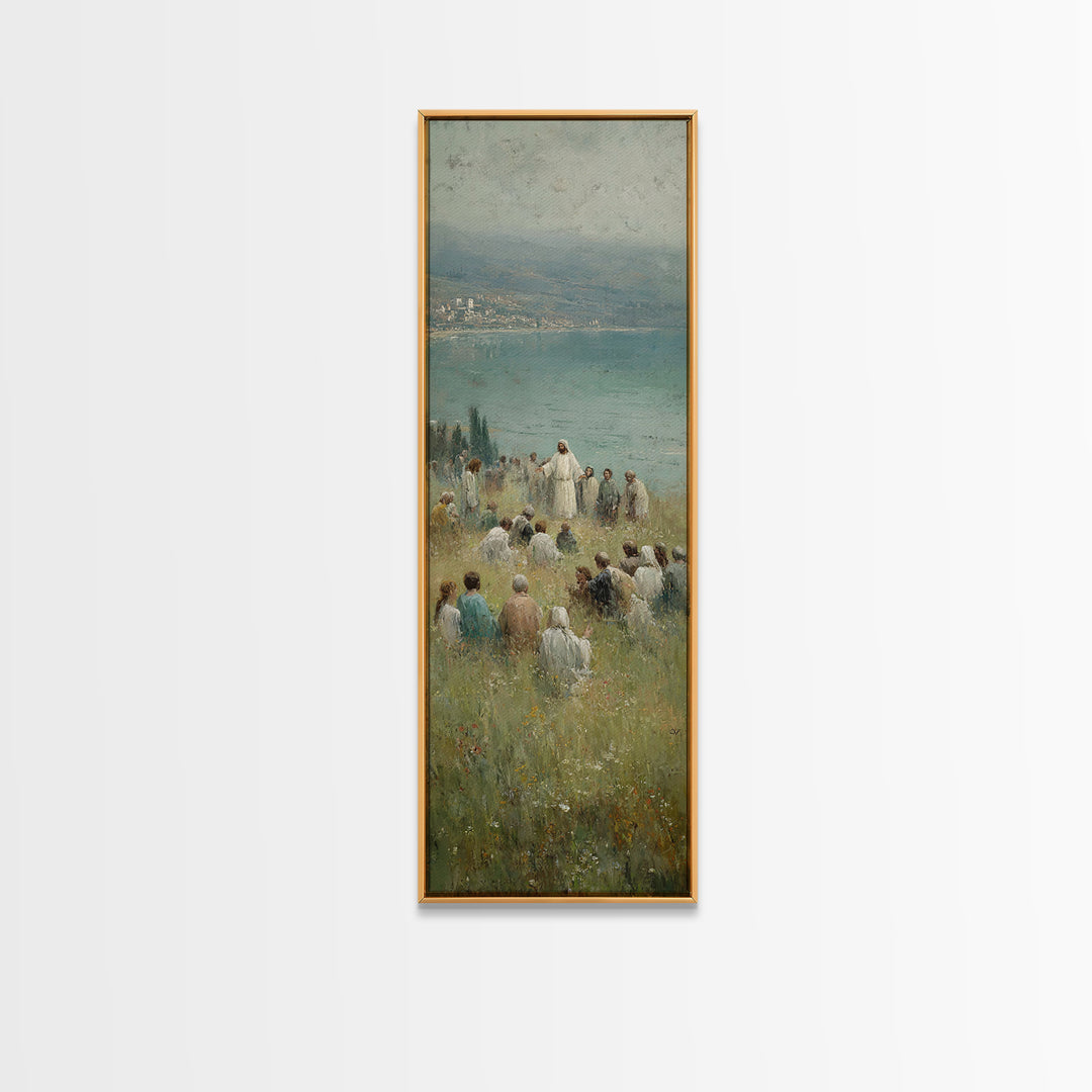 Hillside Of Mercy – Framed Canvas Print – Tall Narrow Wall Art – Christian Wall Art – Christian Art Canvas – Jesus Painting – Christmas Art