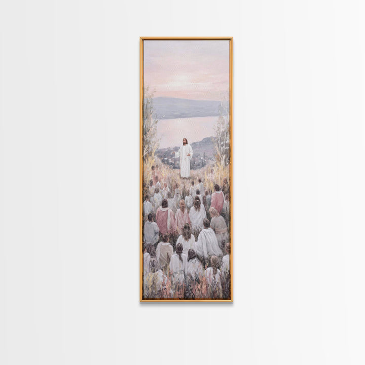 Field Of Light, Framed Canvas Print, Tall Narrow Wall Art, Christian Art Canvas, Christian Wall Art, Jesus Painting, Christmas Art