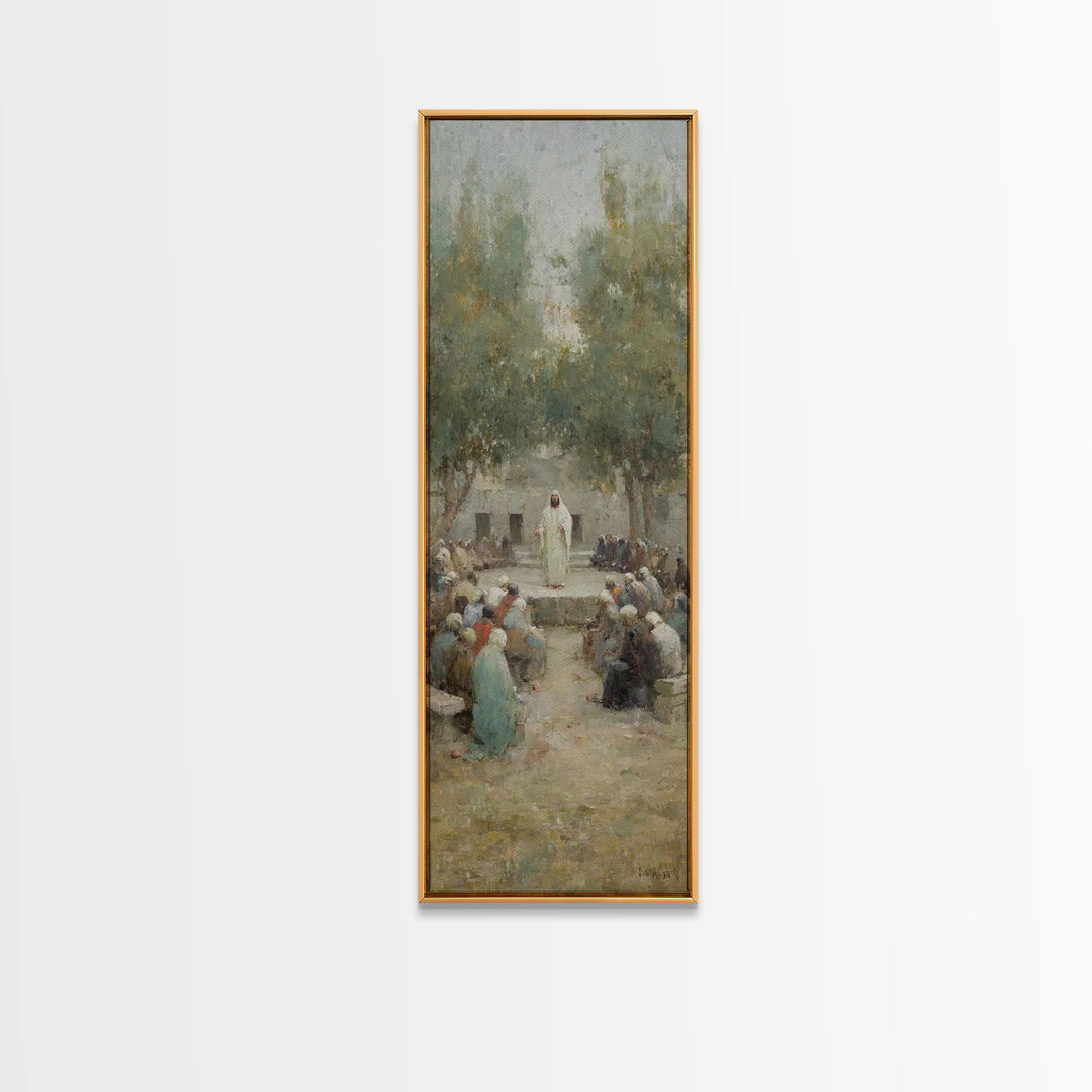 Dawn Of Faith – Framed Canvas Print – Narrow Art – Christian Art Print – Christmas Art – Jesus Painting – Christian Wall Art