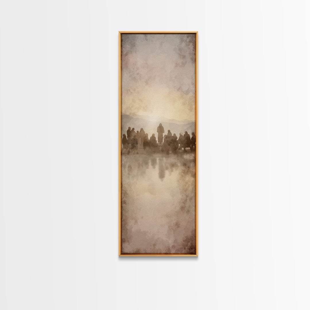 Sermon At Dawn – Framed Canvas Print – Christian Art Canvas – Christian Christmas Art – Jesus Painting – Tall Skinny Art Print – Christian