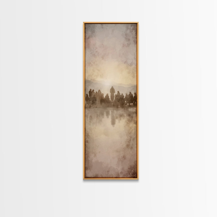 Sermon At Dawn – Framed Canvas Print – Christian Art Canvas – Christian Christmas Art – Jesus Painting – Tall Skinny Art Print – Christian