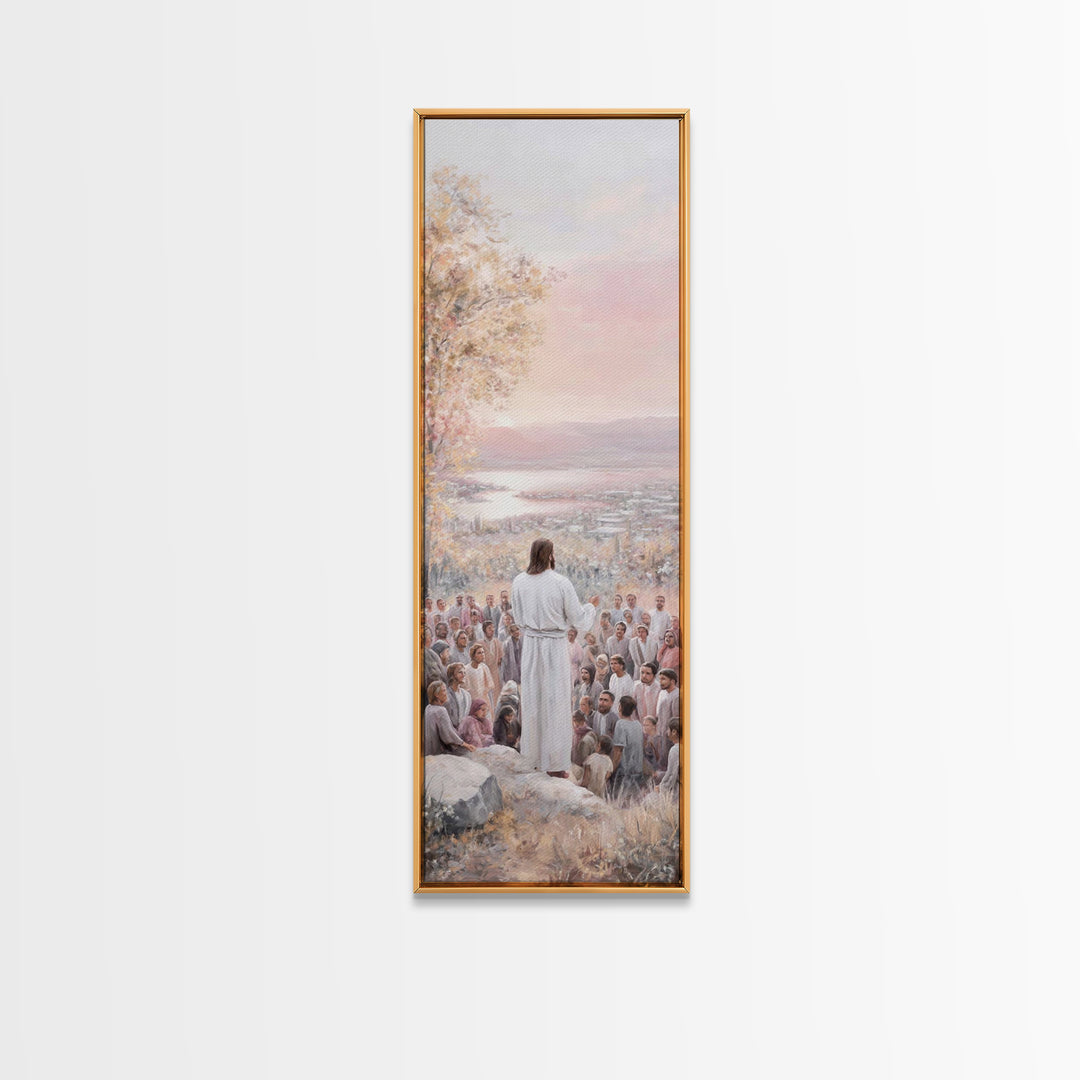 Hillside Of Mercy – Framed Canvas Print – Christian Art Canvas – Christian Wall Art – Narrow Art – Jesus Painting – Christian Christmas Art