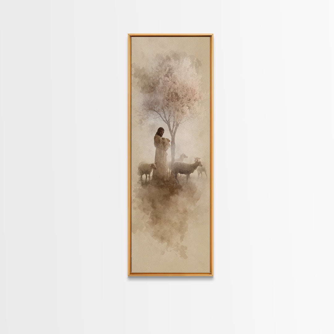 Shepherd Of Dawn – Framed Canvas Print – Christian Wall Art – Jesus Painting – Christian Christmas Art – Christian Art Canvas – Skinny Art
