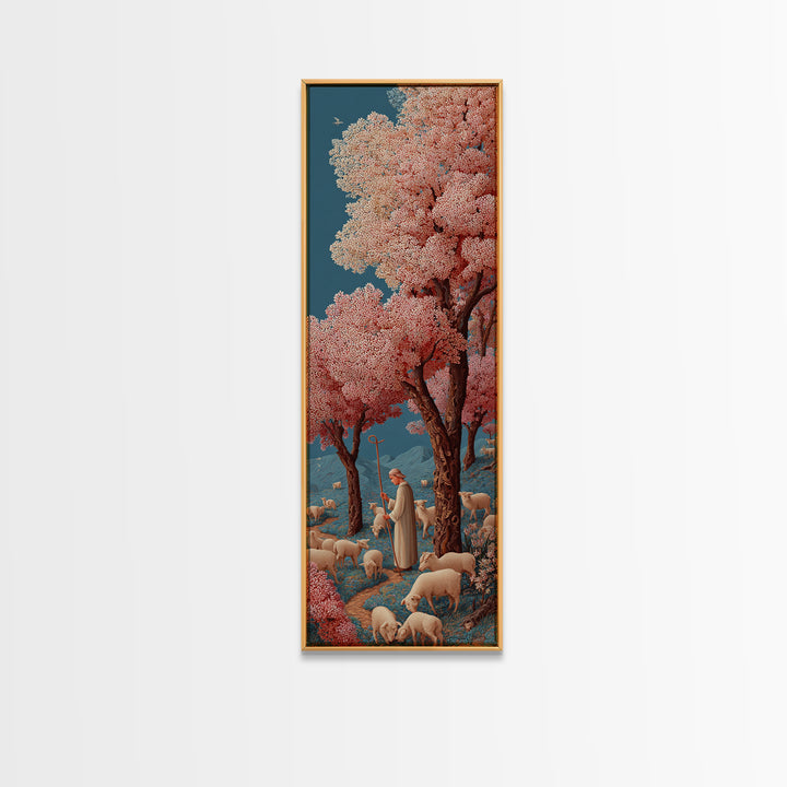 Pastures Of Peace – Framed Canvas Print – Christian Art Canvas – Jesus Painting – Christian Wall Art – Christian Christmas Art – Tall Skinn