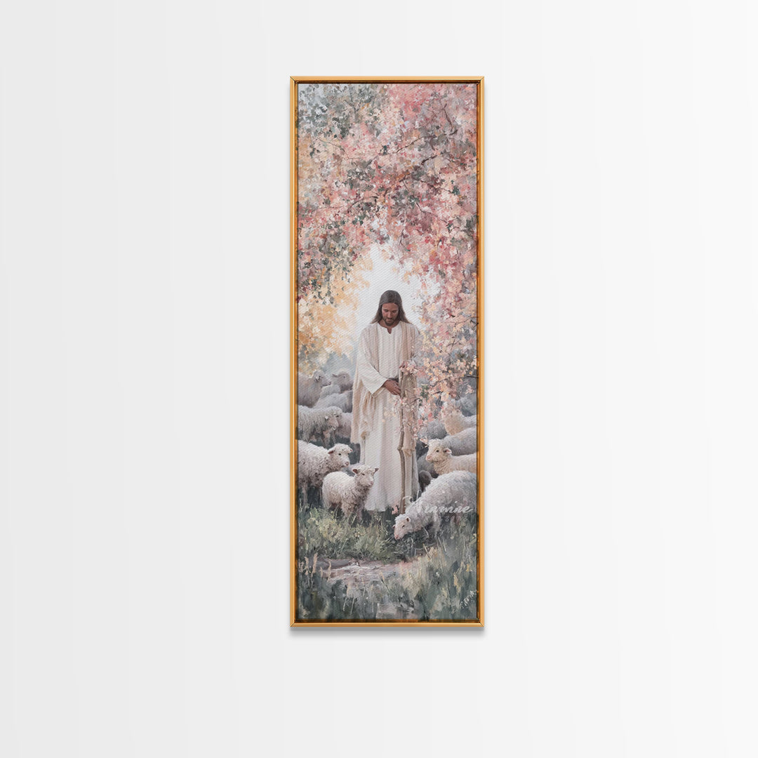 Blossoms Of Grace - Framed Canvas Print - Christian Wall Art - Jesus Painting - Tall Narrow Wall Art - Christian Art Canvas