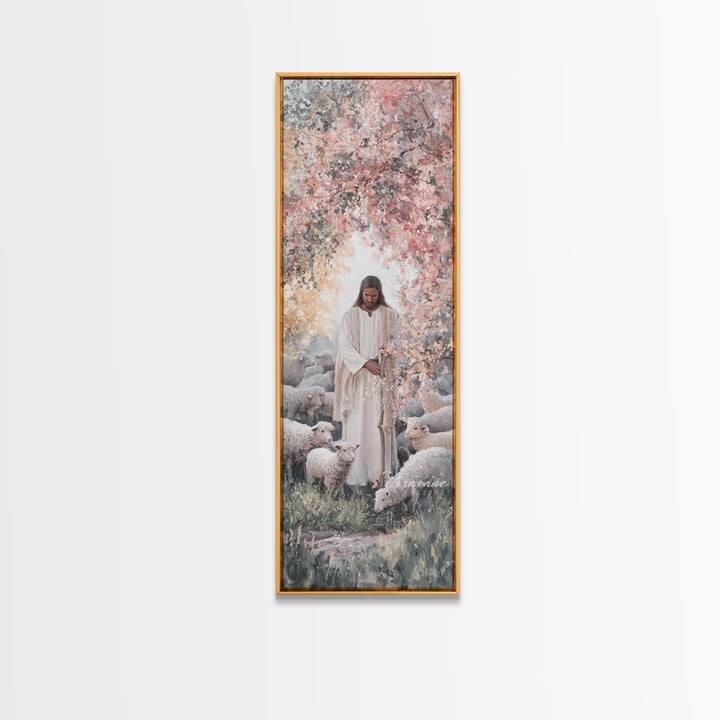Blossoms Of Grace - Framed Canvas Print - Christian Wall Art - Jesus Painting - Tall Narrow Wall Art - Christian Art Canvas