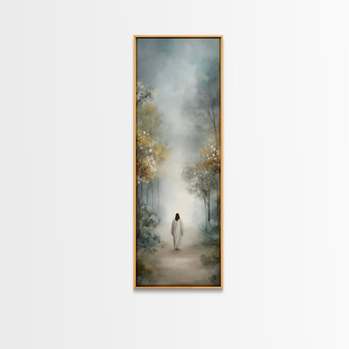 Soft Vale Steps - Framed Canvas Print - Christian Wall Art - Jesus Painting - Tall Skinny Art Print - Christian Art Canvas