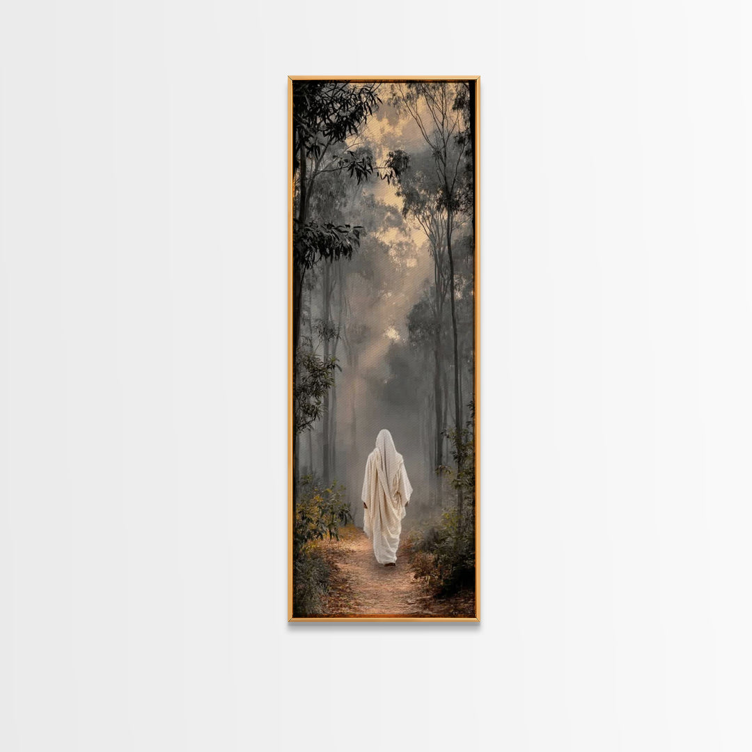 Forest Morning Grace - Framed Canvas Print - Christian Wall Art - Jesus Painting - Tall Narrow Wall Art - Christian Art Canvas