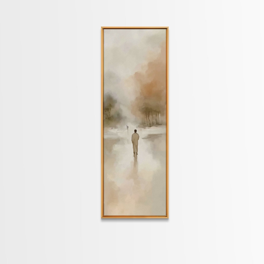 Distant Hope Trail, Framed Canvas Print, Christian Art Canvas, Jesus Painting, Skinny Art, Christian Wall Art