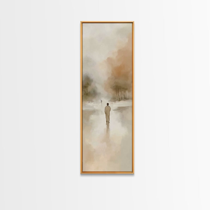 Distant Hope Trail, Framed Canvas Print, Christian Art Canvas, Jesus Painting, Skinny Art, Christian Wall Art