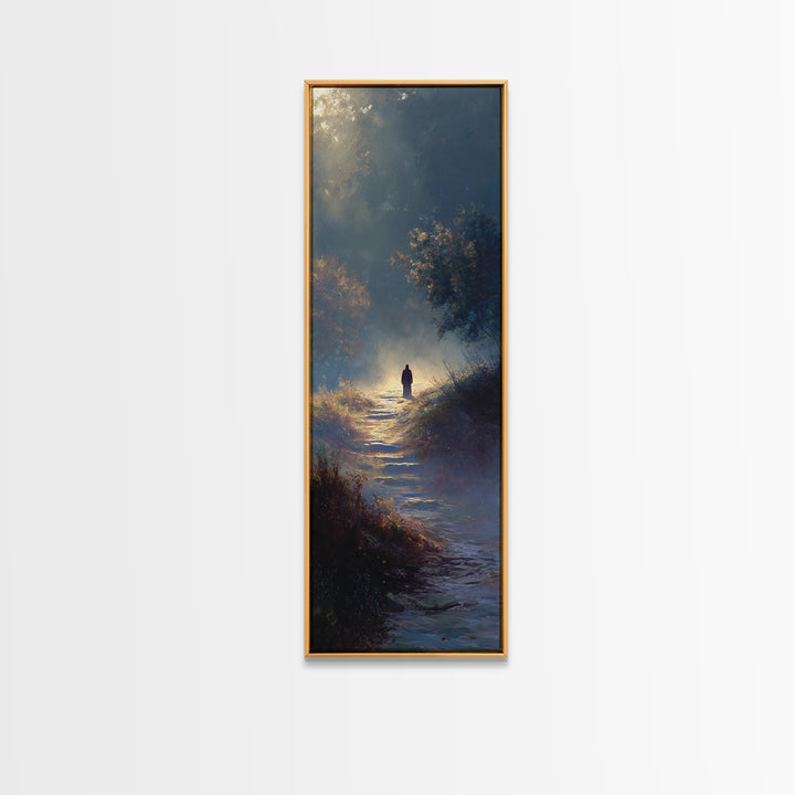Radiant Hills Journey - Framed Canvas Print - Christian Art Canvas - Jesus Painting - Narrow Art - Christian Wall Art