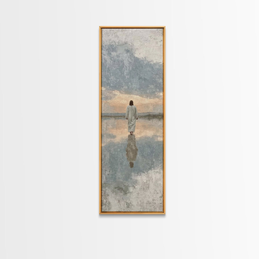 Heaven’s Calm Path – Framed Canvas Print – Tall Narrow Wall Art – Christian Wall Art – Jesus Painting – Christian Art Canvas – Christian Ar