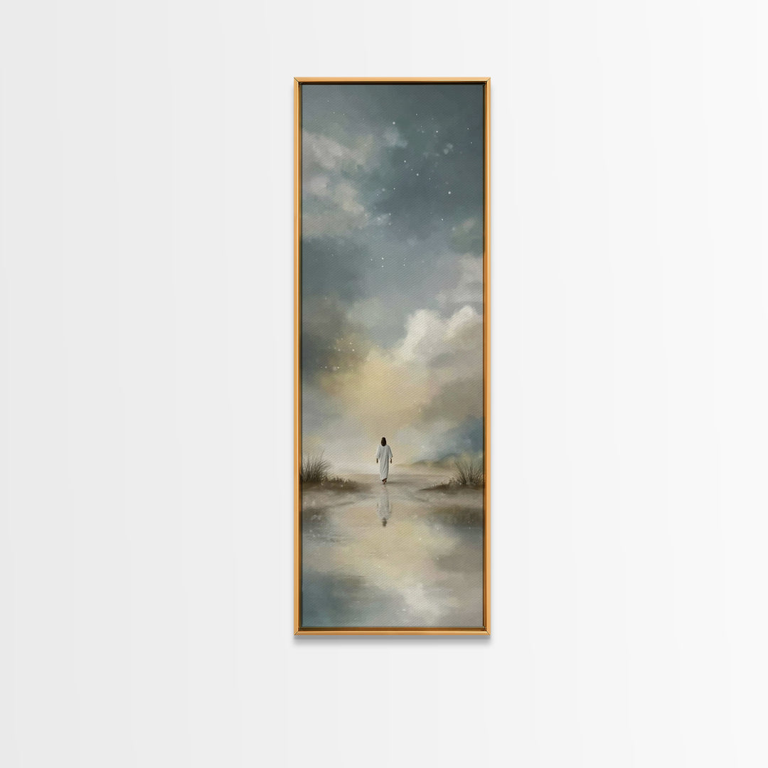 Starry Night Promise – Framed Canvas Print – Skinny Art – Christian Art Canvas – Jesus Painting – Christian Wall Art – Christian Christmas