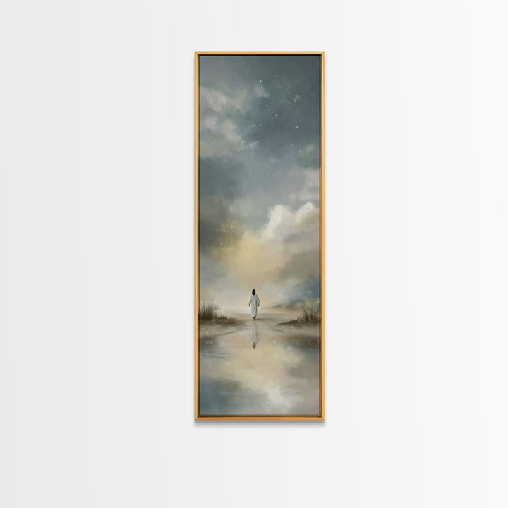 Starry Night Promise – Framed Canvas Print – Skinny Art – Christian Art Canvas – Jesus Painting – Christian Wall Art – Christian Christmas