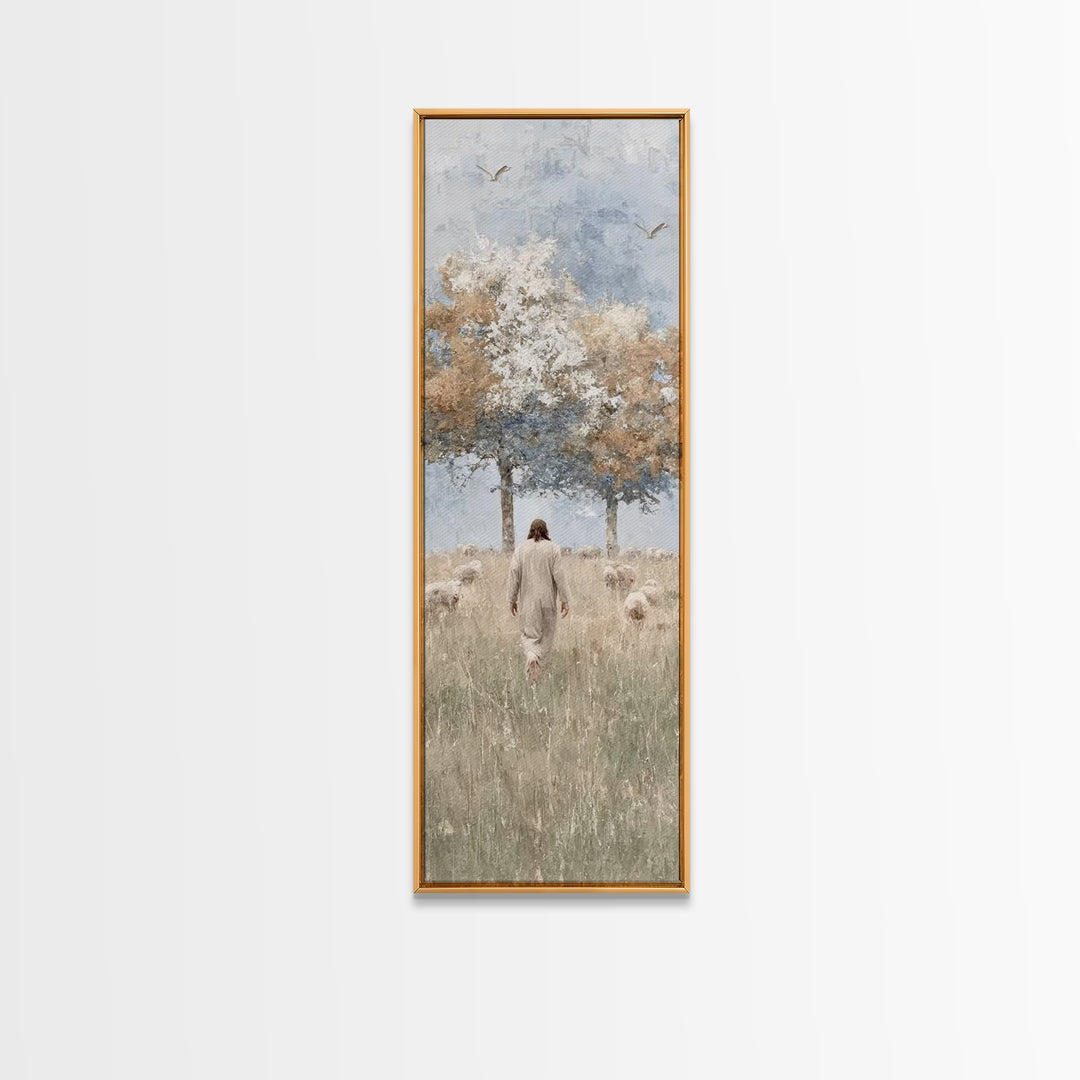 Fields Of Gentle Grace – Framed Canvas Print – Skinny Art – Christian Wall Art – Christian Art Canvas – Jesus Painting – Christian Art