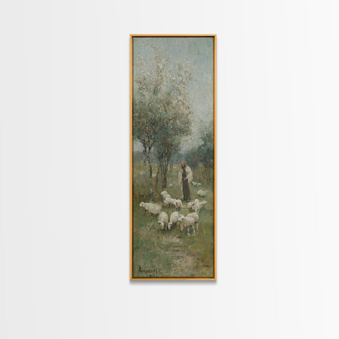 Garden Of Grace – Framed Canvas Print – Christian Art Canvas – Narrow Art – Jesus Painting – Christian Wall Art – Christmas Art