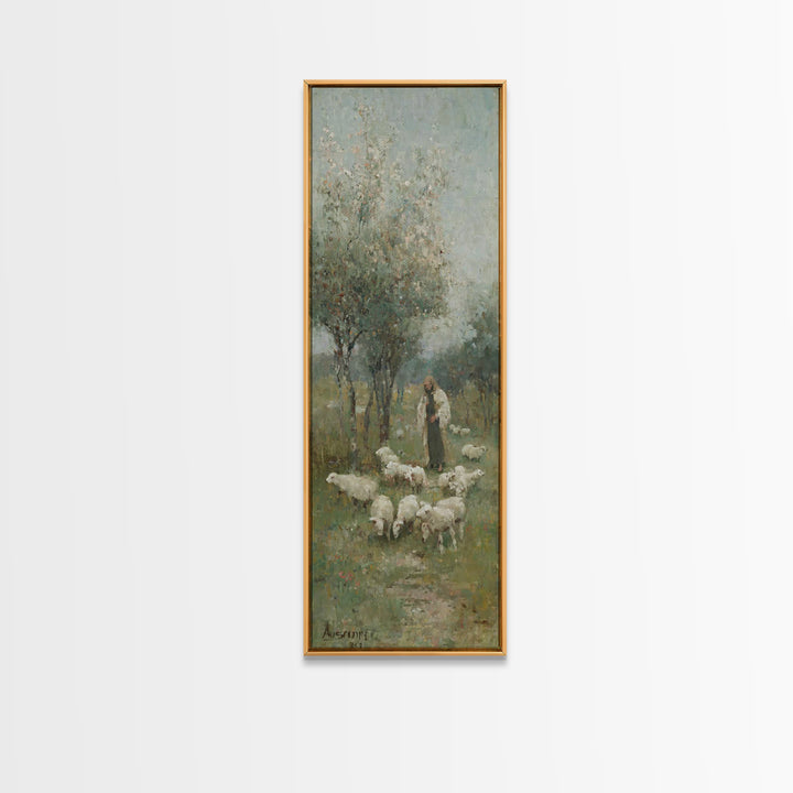 Garden Of Grace – Framed Canvas Print – Christian Art Canvas – Narrow Art – Jesus Painting – Christian Wall Art – Christmas Art