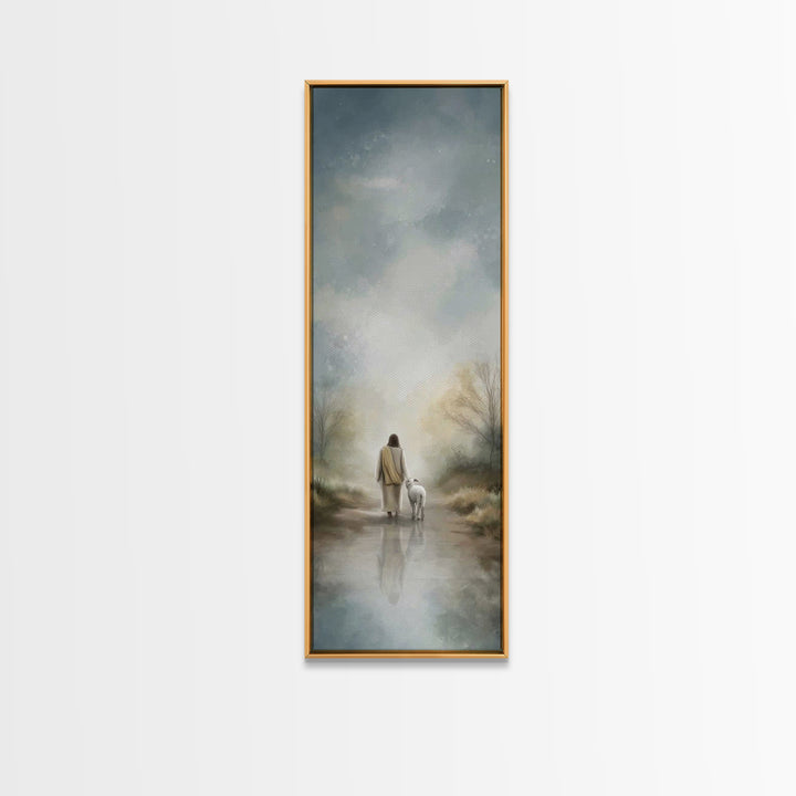 Silent Meadow Light | Framed Canvas Print | Christian Wall Art | Jesus Painting | Tall Narrow Wall Art | Christian Art Canvas | Christmas A