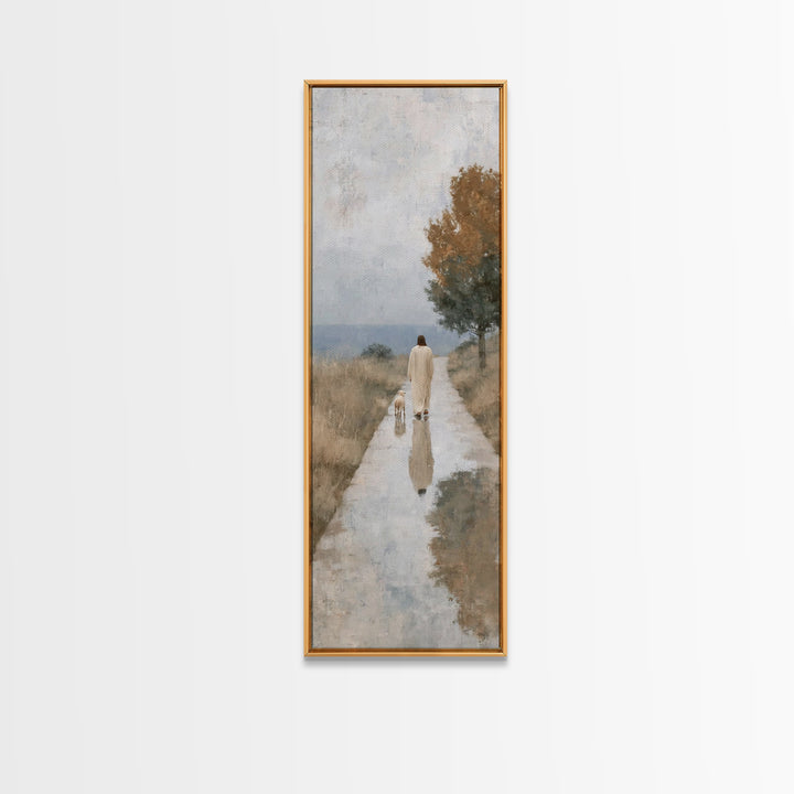 Walk Of Comfort, Framed Canvas Print, Christian Art Canvas, Jesus Painting, Skinny Art, Christian Wall Art, Christmas Art
