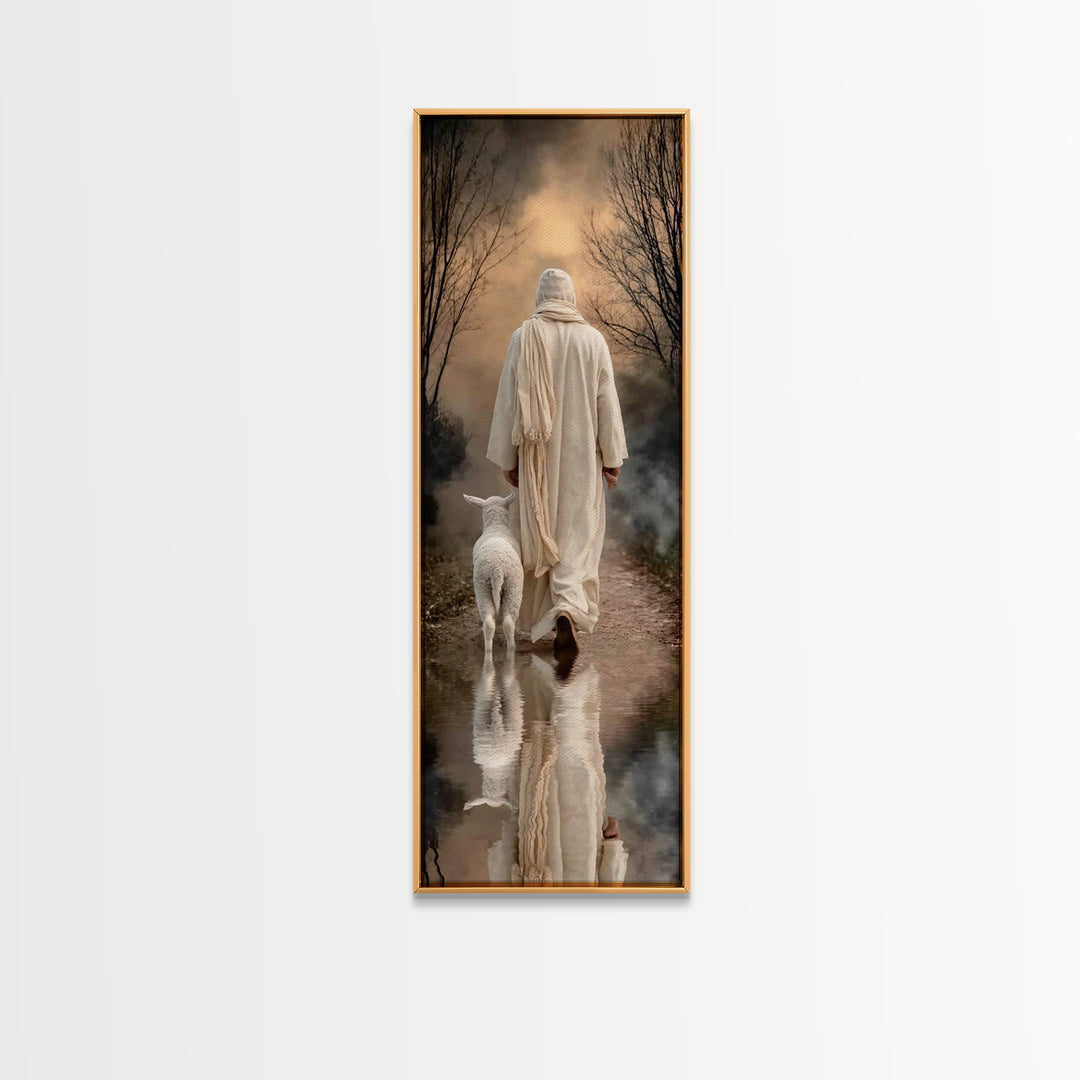 Lamb Of Stillness – Framed Canvas Print – Christian Art Canvas – Tall Narrow Wall Art – Jesus Painting – Christian Wall Art – Christmas Art