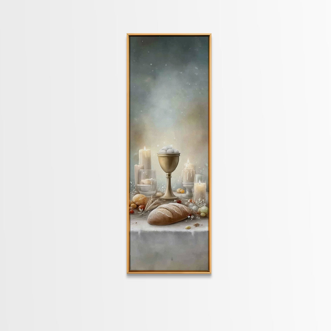 Holy Communion Light – Framed Canvas Print – Narrow Art – Christian Christmas Art – Christian Wall Art – Framed Christmas Art – Christian A