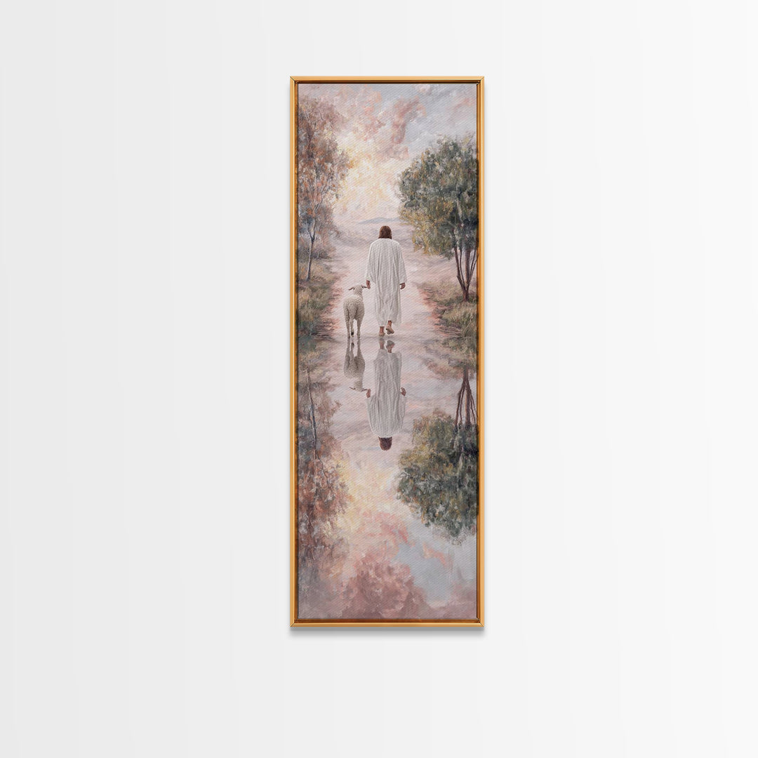Meadow Of Peace – Framed Canvas Print – Christian Wall Art – Jesus Painting – Christian Art Canvas – Tall Narrow Wall Art – Christmas Art