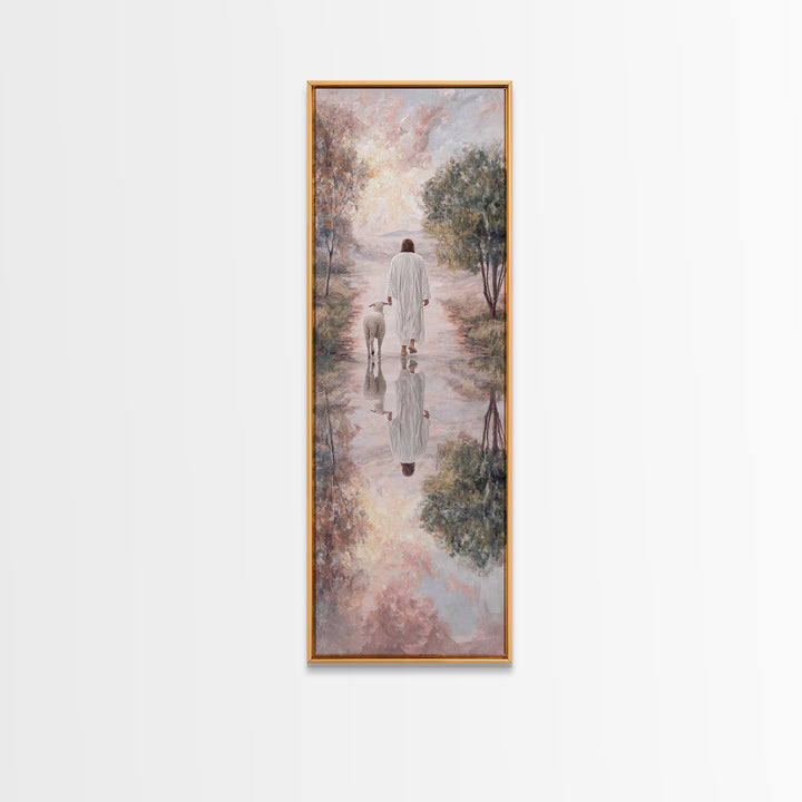 Meadow Of Peace – Framed Canvas Print – Christian Wall Art – Jesus Painting – Christian Art Canvas – Tall Narrow Wall Art – Christmas Art