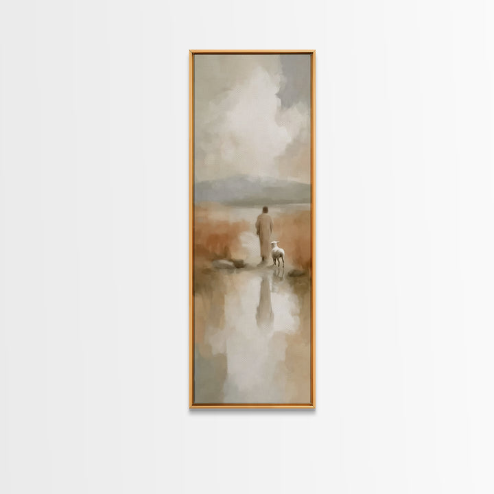 Quiet Dawn Grace – Framed Canvas Print – Christian Wall Art – Christian Art Print – Narrow Art – Modern Christian Art – Christmas Art
