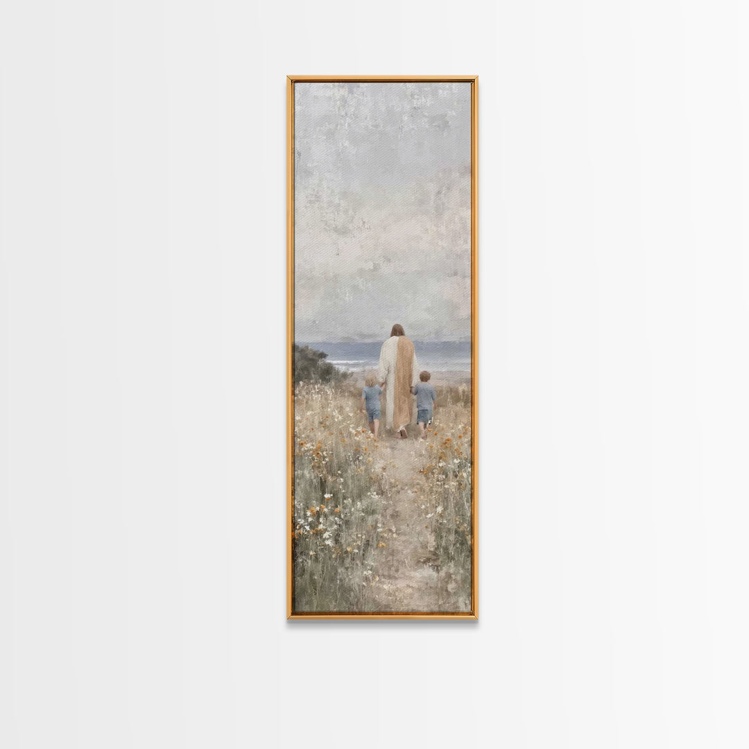 Shoreline Of Hope – Framed Canvas Print – Christian Art Canvas – Jesus Painting – Skinny Art – Christian Decorations – Christian Christmas