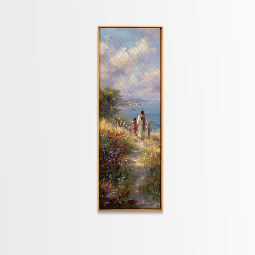 Heavenward Meadow – Framed Canvas Print – Christian Wall Art – Christian Art Canvas – Tall Skinny Art Print – Christian Christmas Art – Jes