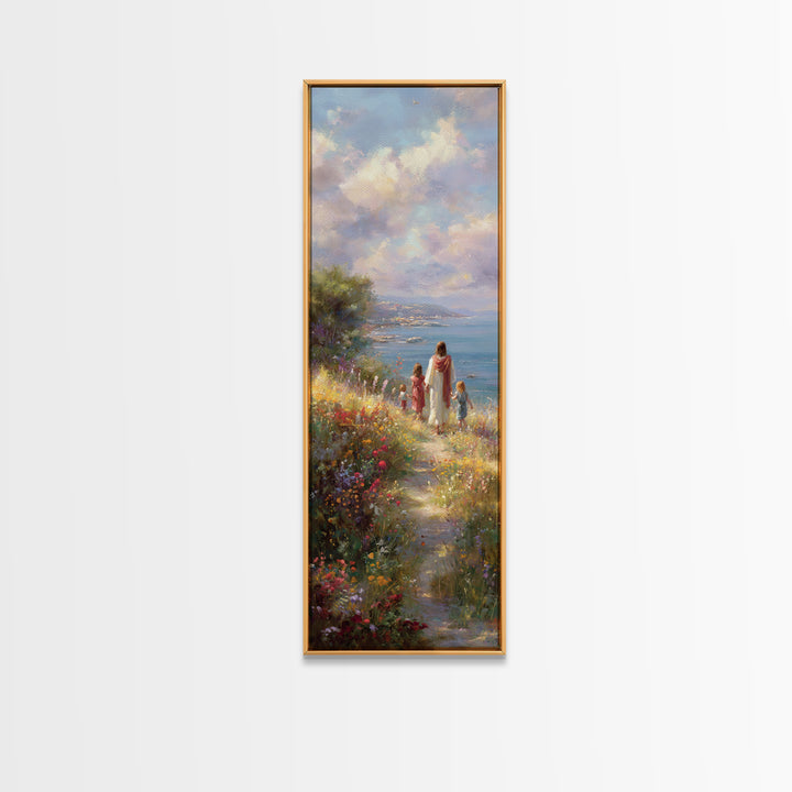 Heavenward Meadow – Framed Canvas Print – Christian Wall Art – Christian Art Canvas – Tall Skinny Art Print – Christian Christmas Art – Jes