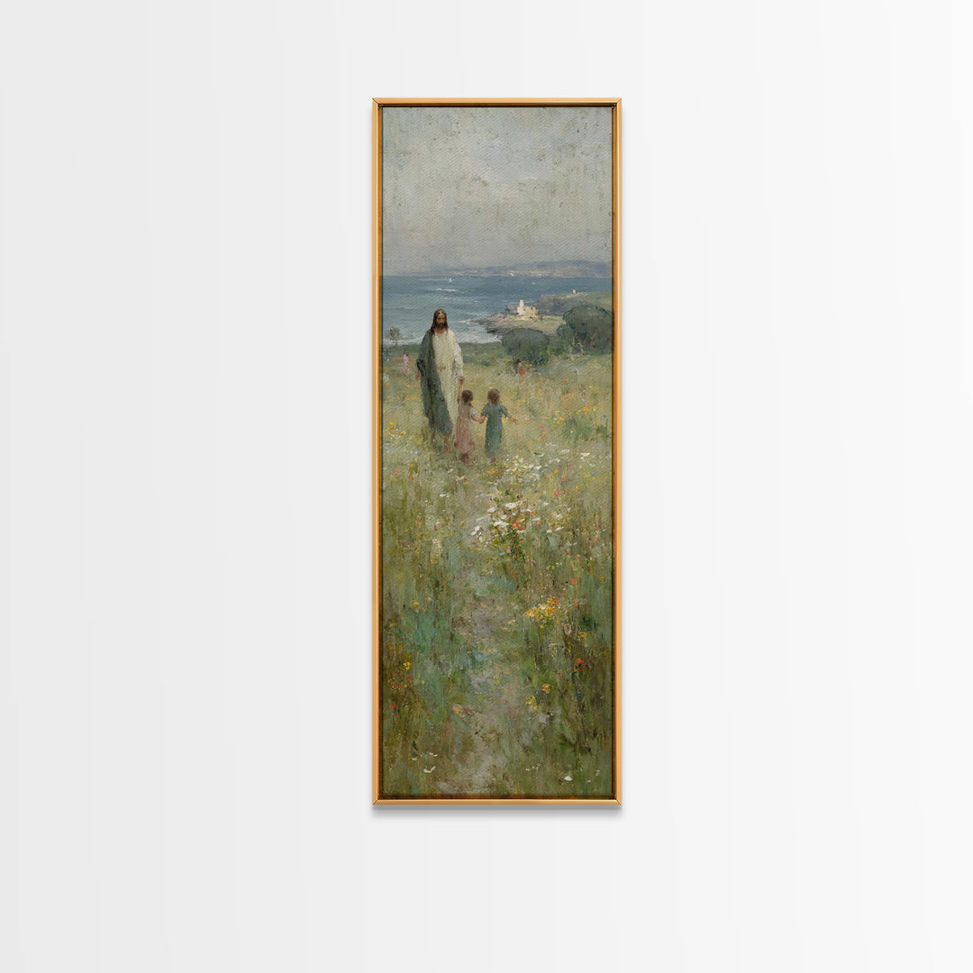 Fields Of Mercy | Framed Canvas Print | Christian Art Canvas | Tall Narrow Wall Art | Jesus Painting | Modern Christian Art | Christian Gif