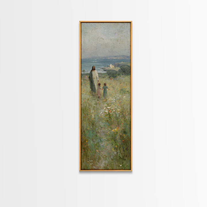 Fields Of Mercy | Framed Canvas Print | Christian Art Canvas | Tall Narrow Wall Art | Jesus Painting | Modern Christian Art | Christian Gif