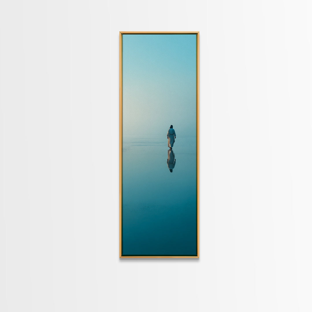 Calm Eternal Light – Framed Canvas Print – Christian Art Work – Tall Skinny Art Print – Jesus Painting Canvas – Christian Christmas Art – M