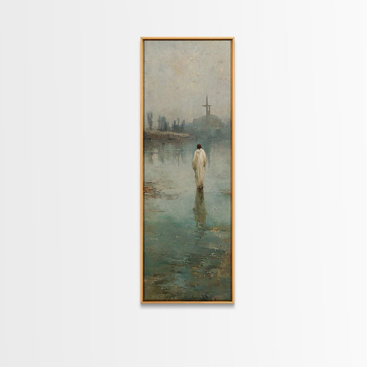 Sacred Stillness | Framed Canvas Print | Christian Wall Art | Narrow Art | Jesus Christmas Art | Subtle Christian Art | Christian Art Gift