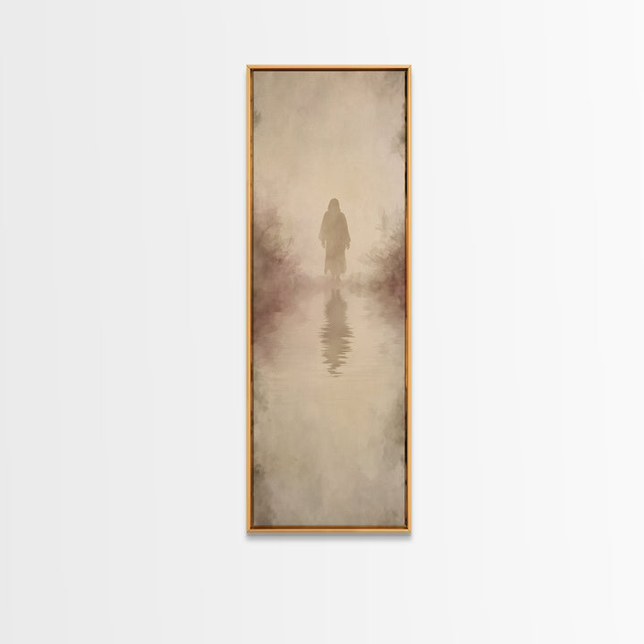 Radiant Peace Walk, Framed Canvas Print, Christian Wall Art, Tall Skinny Art Print, Jesus Painting, Christian Art Painting, Christmas Canva