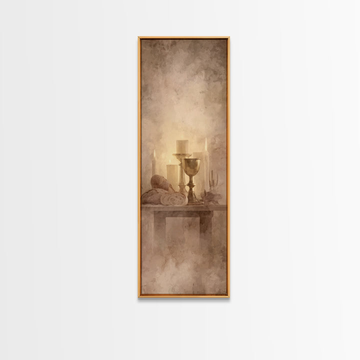Candlelit Blessing, Framed Canvas Print, Tall Narrow Wall Art, Christian Art Canvas, Christian Wall Art, Subtle Christian Art, Christmas Ar